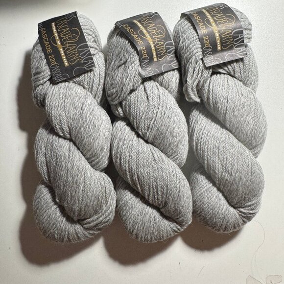 3 Skeins Cascade Yarn 220 100% peruvian highland wool Grey #909 - Picture 1 of 3